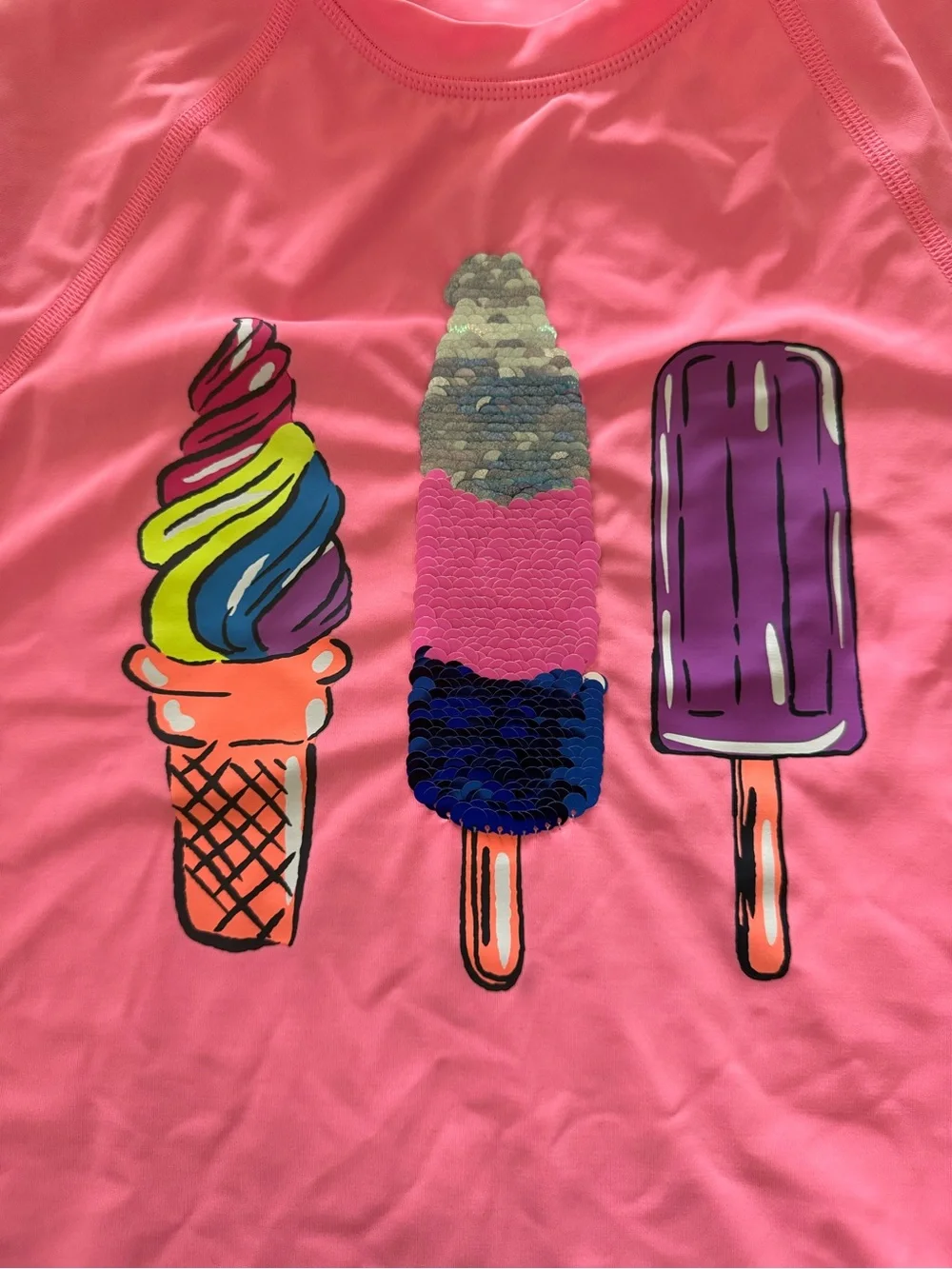 Lands' End Bright Pink Kids Ice Cream Graphic Tee